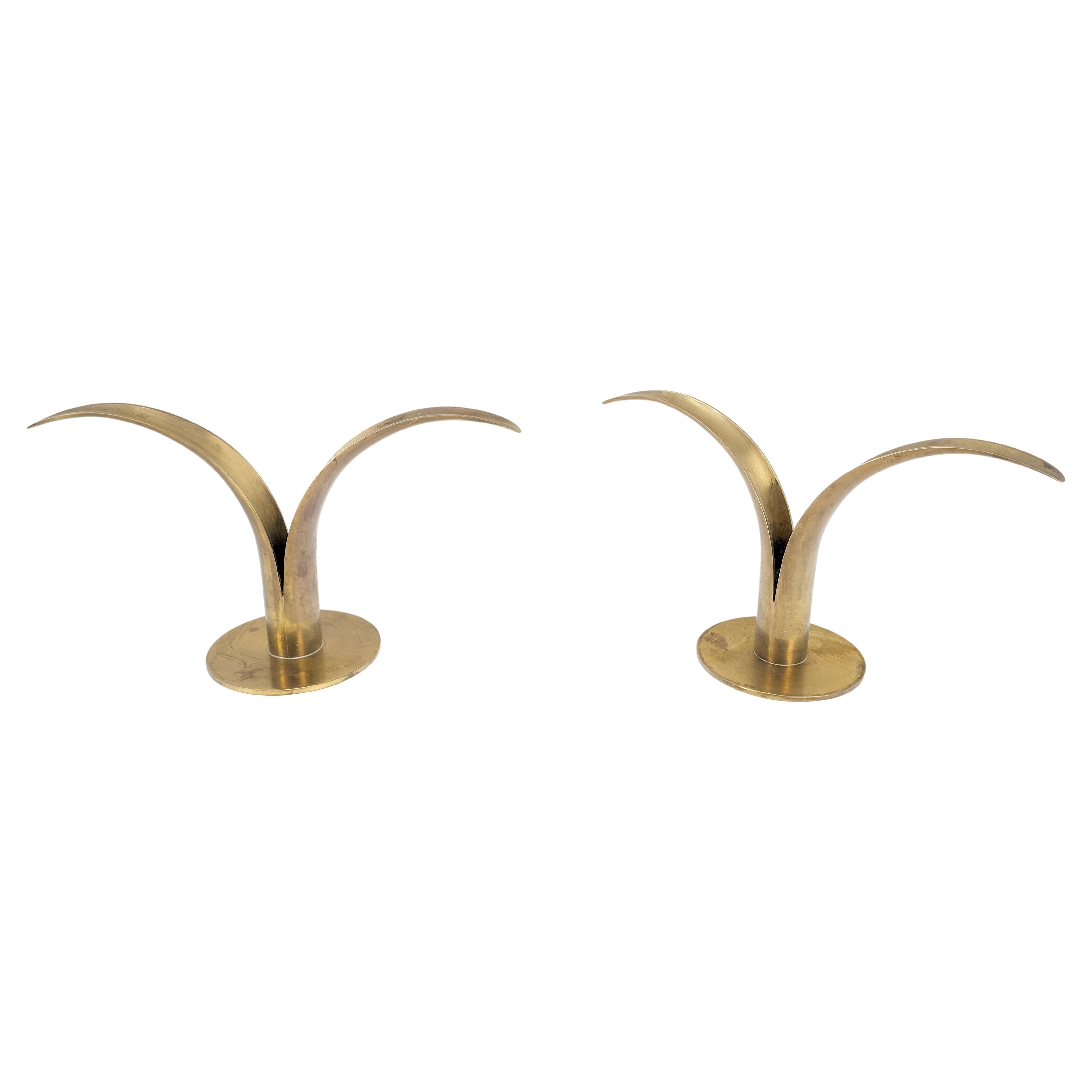 Pair of Swedish Solid Brass Candle Sticks Made in Sweden For Sale