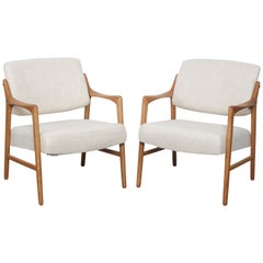 Pair of Swedish Solid Oak Chairs by Inge Andersson for Bröderna Andersson