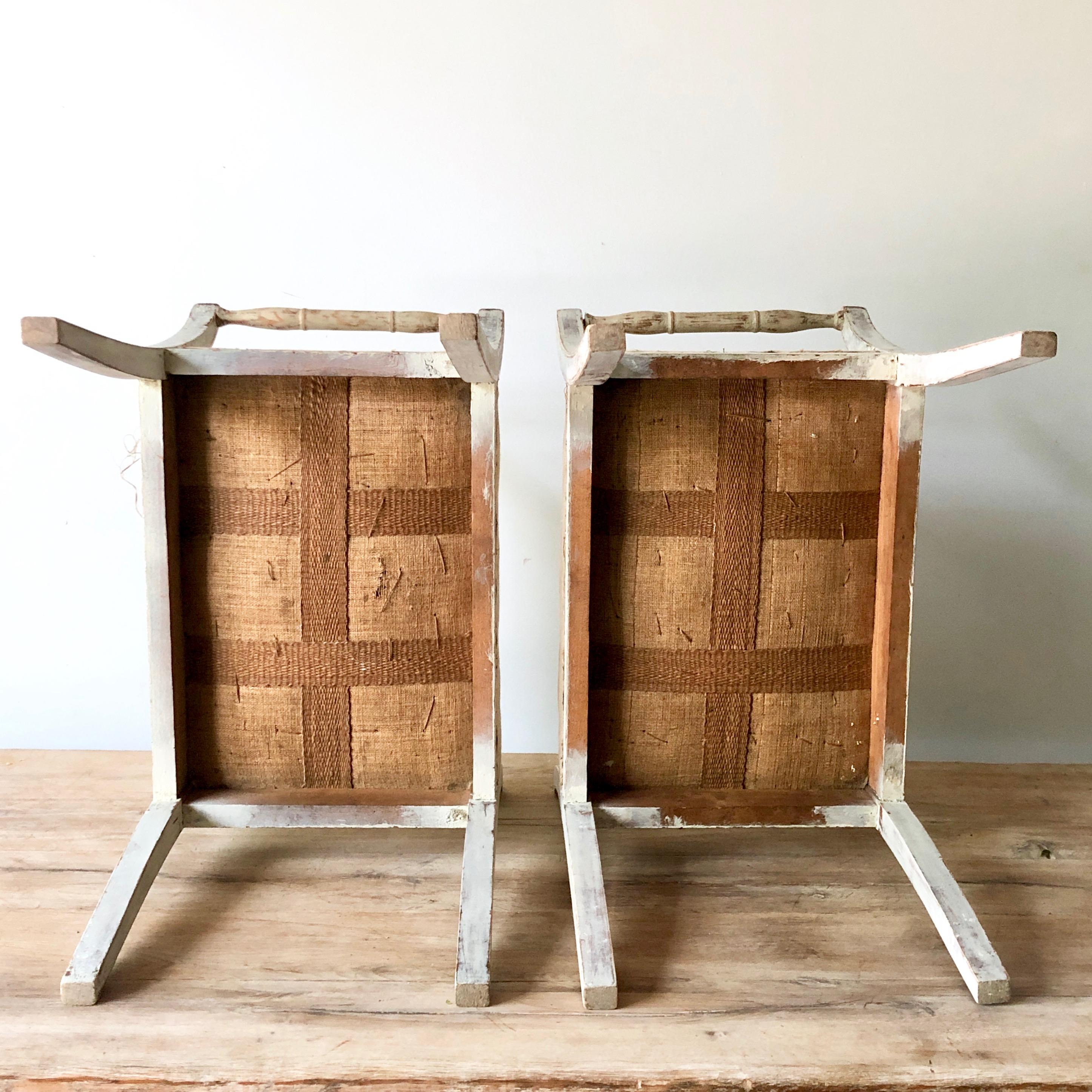 Pair of Swedish Stools with Armrests 1