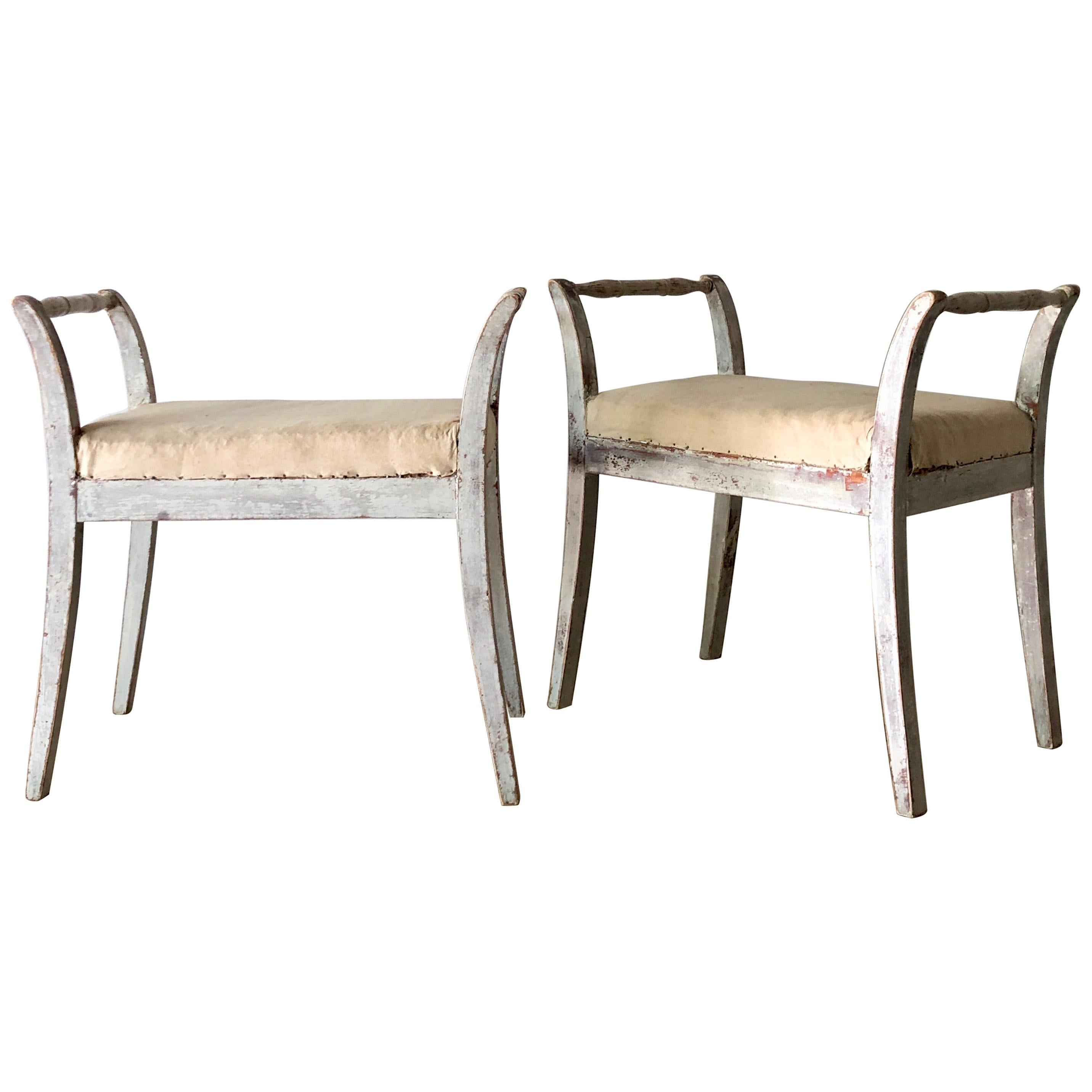 Pair of Swedish Stools with Armrests