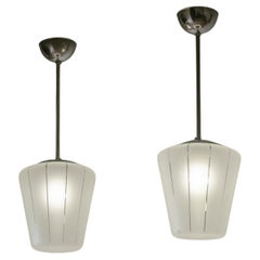 Pair of Swedish Striped Glass Pendants, circa 1950