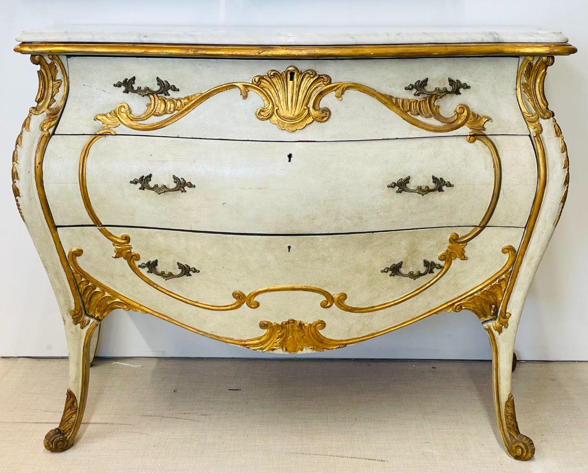 Pair of Swedish Style Bombe Italian Chests Commodes 5