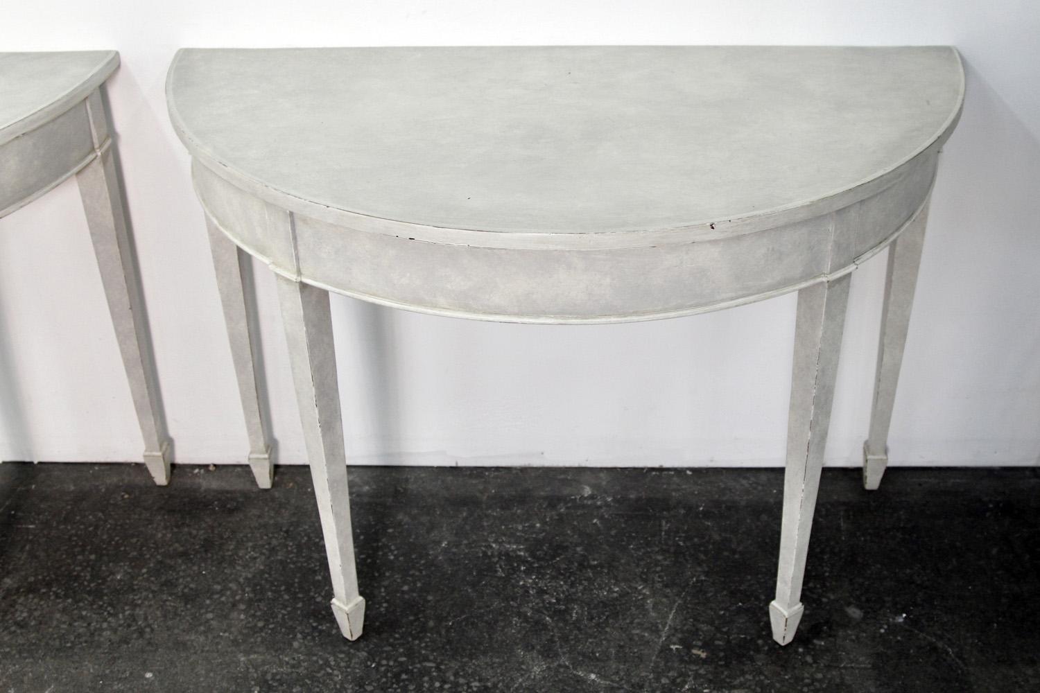 Gustavian Pair of Swedish Style Console Tables