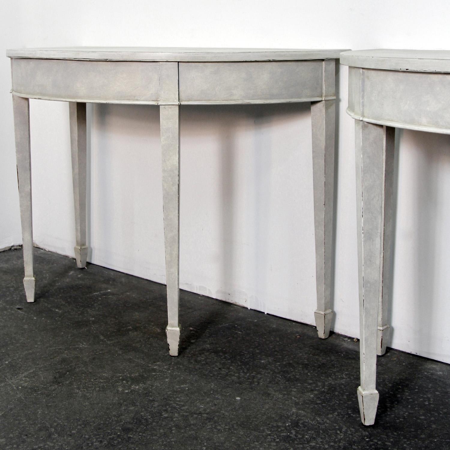 Painted Pair of Swedish Style Console Tables