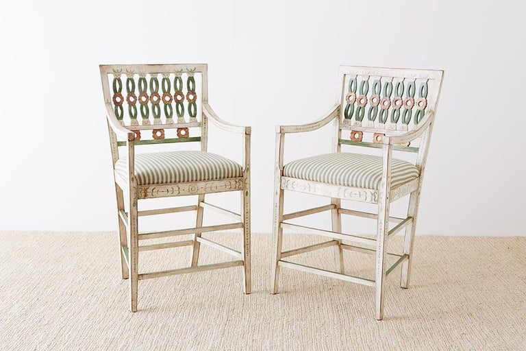 Dennis And Leen Folk Art Painted Bar Stool Chairs For At 1stdibs Dennis And Leen Folk Art Painted Bar Stool Chairs For 6