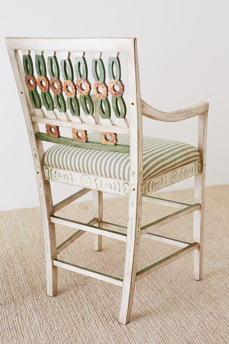 Dennis And Leen Folk Art Painted Bar Stool Chairs For At 1stdibs Dennis And Leen Folk Art Painted Bar Stool Chairs For 12