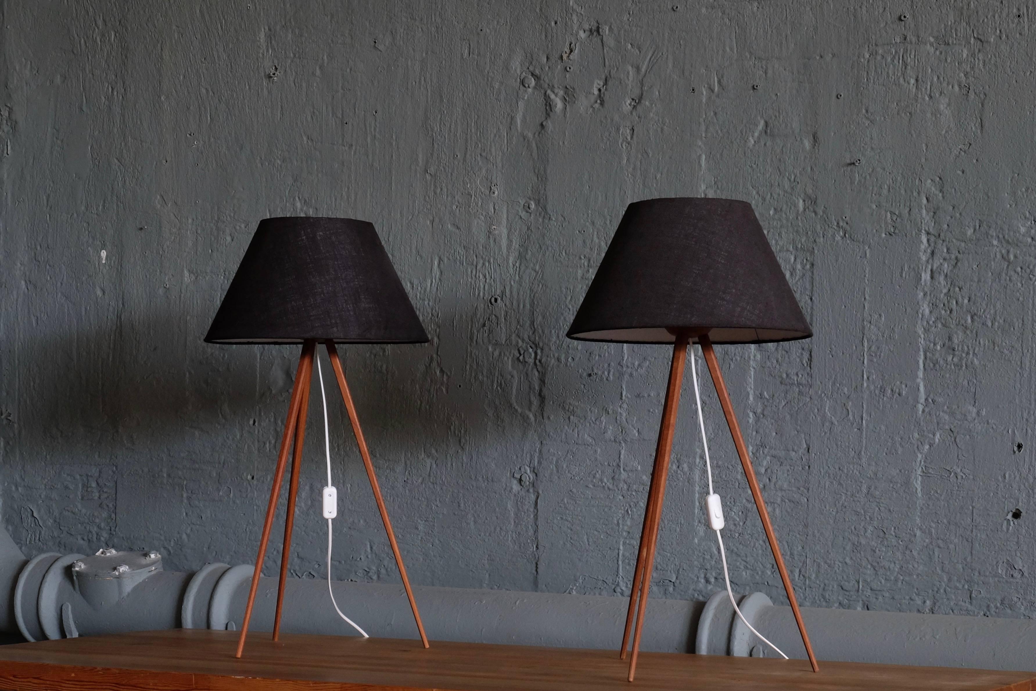 Teak Pair of Swedish Table/Floor Lamps, 1950s For Sale
