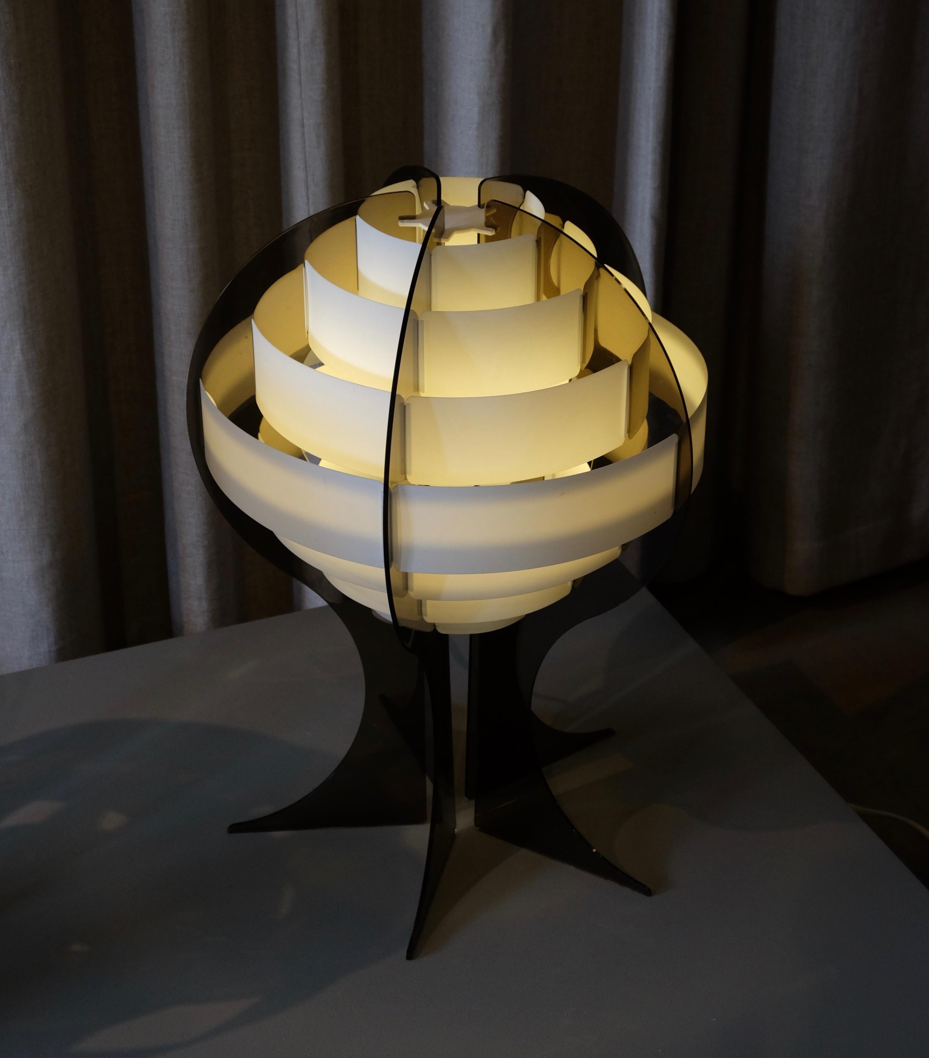 Plastic Pair of Flemming Brylle & Preben Jacobsen Table Lamps, 1960s For Sale