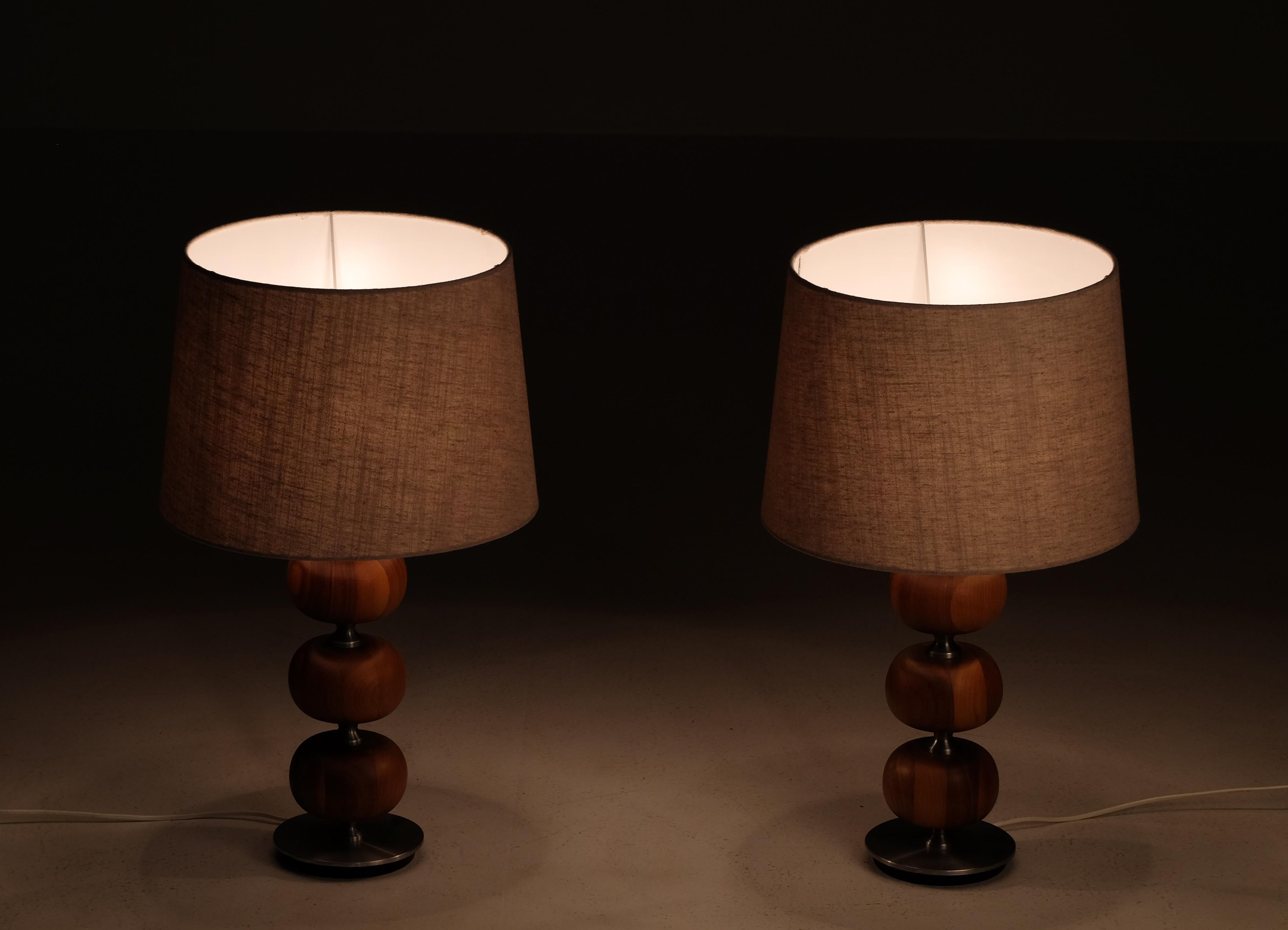 Mid-20th Century Pair of Swedish Table Lamps by Tranås Stilarmatur, 1960s For Sale