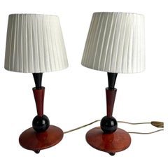 Pair of Swedish Table Lamps in blackened and dark stained birch. Art Deco, 1930s