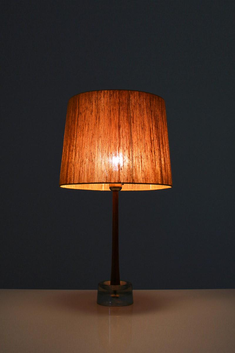 Mid-Century Modern Pair of Swedish Table Lamps in Rosewood and Glass by Stilarmatur Tranås