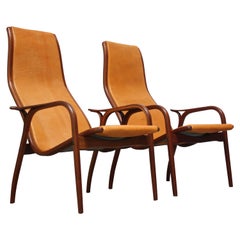 Pair of Swedish Teak and Leather 'Lamino' Chairs by Yngve Ekström