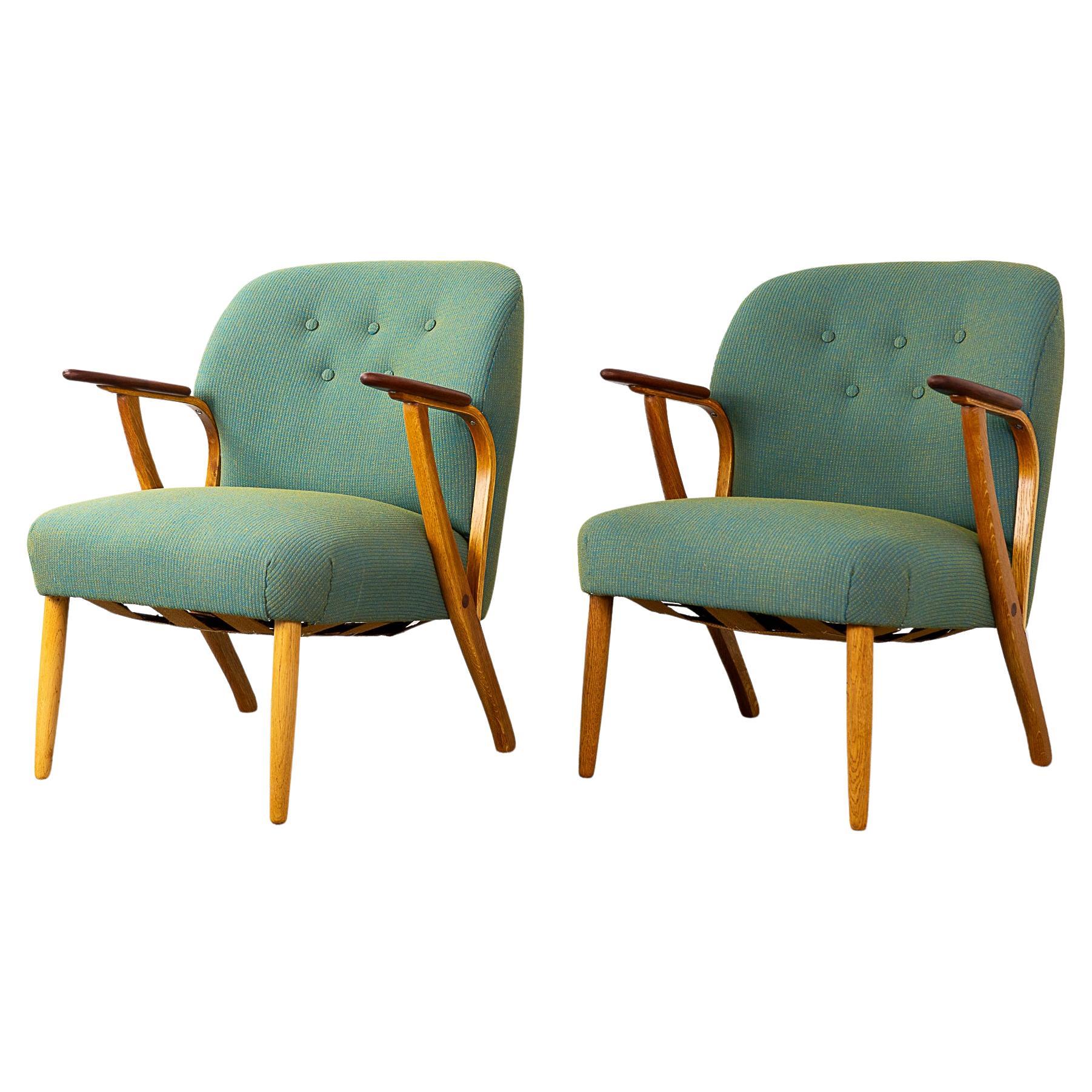 Pair of Swedish Teak & Oak Lounge Chairs