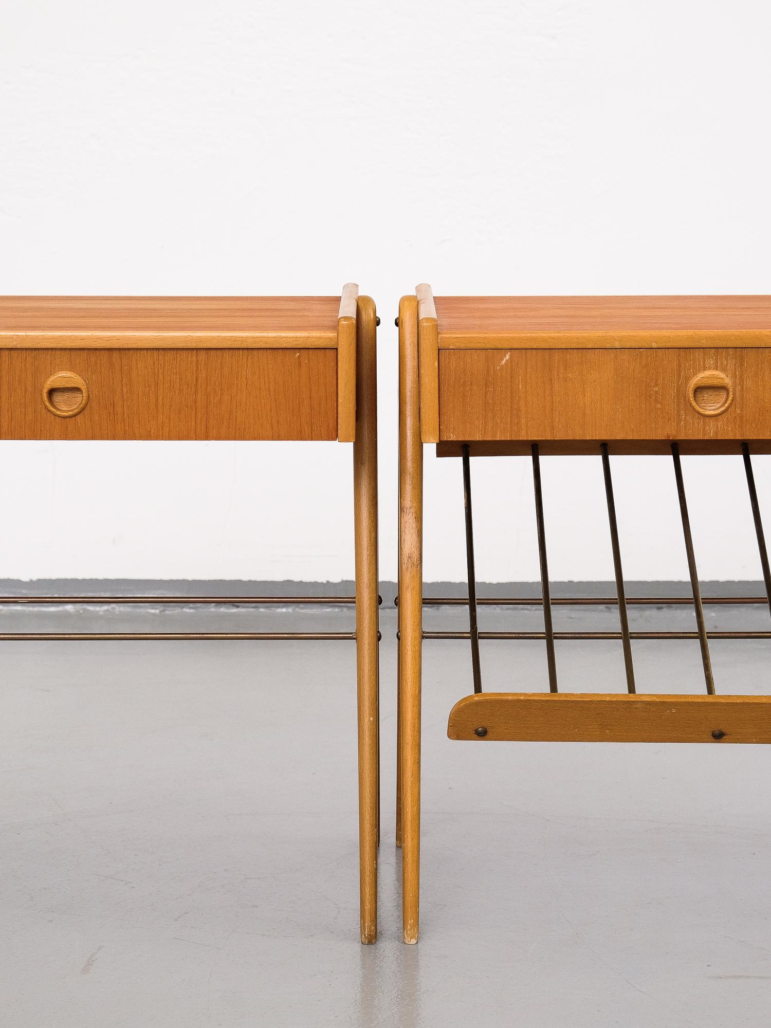 Pair of Swedish Teak and Oak Nightstands, 1960s 1