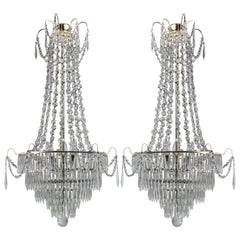 Pair of Swedish Tent and Waterfall Chandeliers