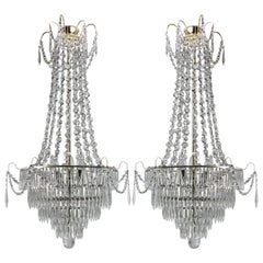 Pair of Swedish Tent and Waterfall Chandeliers