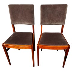 Pair of Swedish Velour Upholstered Teak Dining Side Chairs