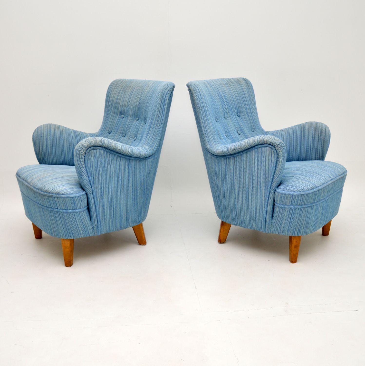 Pair of Swedish Vintage Armchairs by Carl Malmsten In Good Condition In London, GB