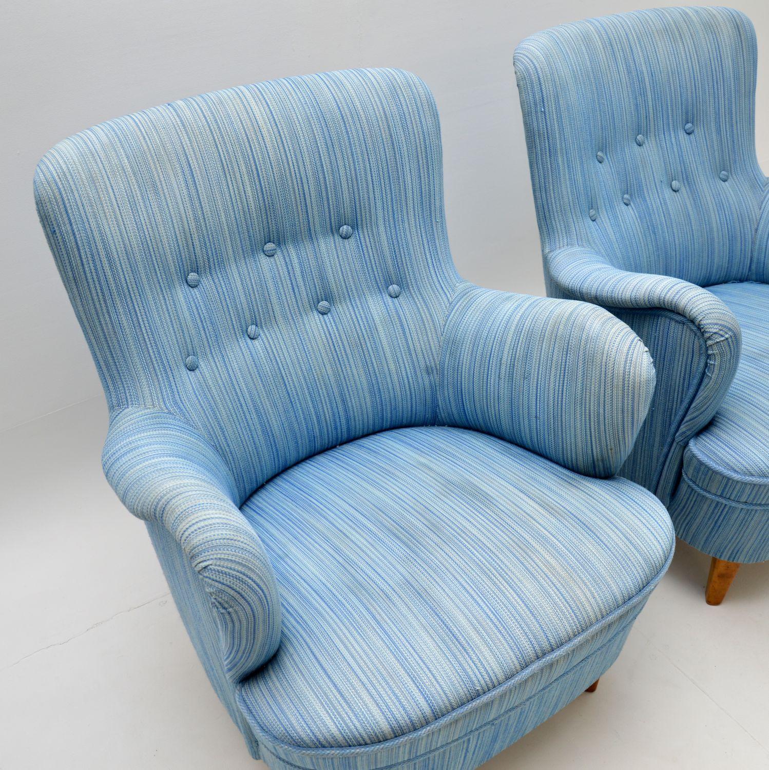 20th Century Pair of Swedish Vintage Armchairs by Carl Malmsten