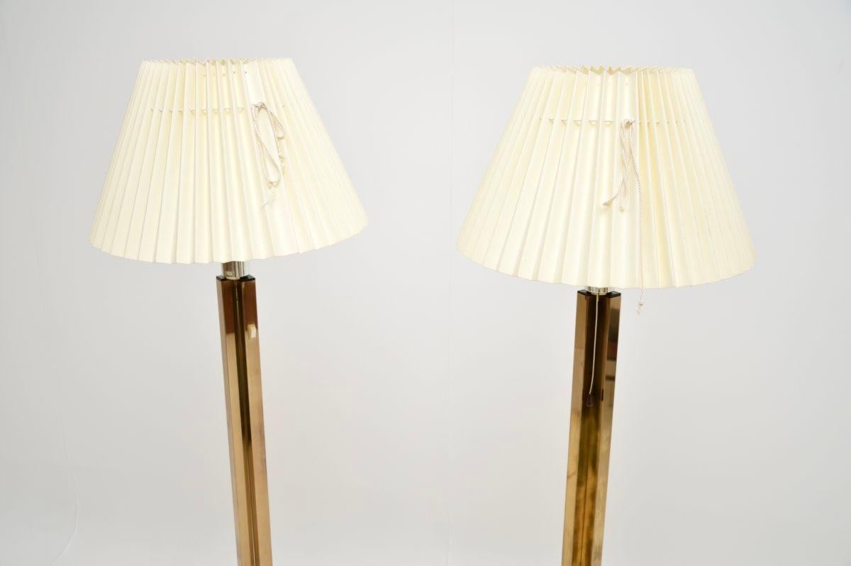 Mid-Century Modern Pair of Swedish Vintage Brass Floor Lamps
