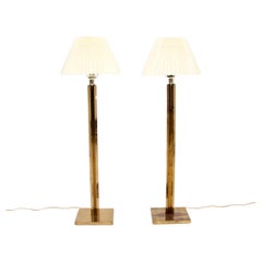 Pair of Swedish Vintage Brass Floor Lamps