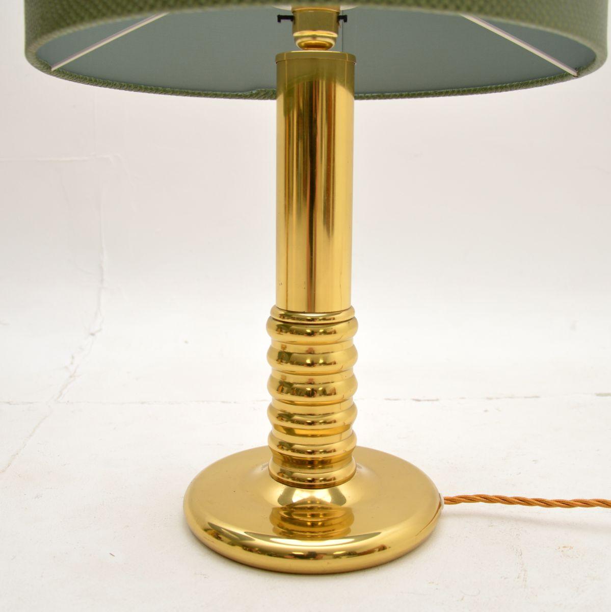 Pair of Swedish Vintage Brass Table Lamps In Good Condition For Sale In London, GB
