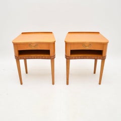 Pair of Swedish Vintage Elm Bedside Cabinets