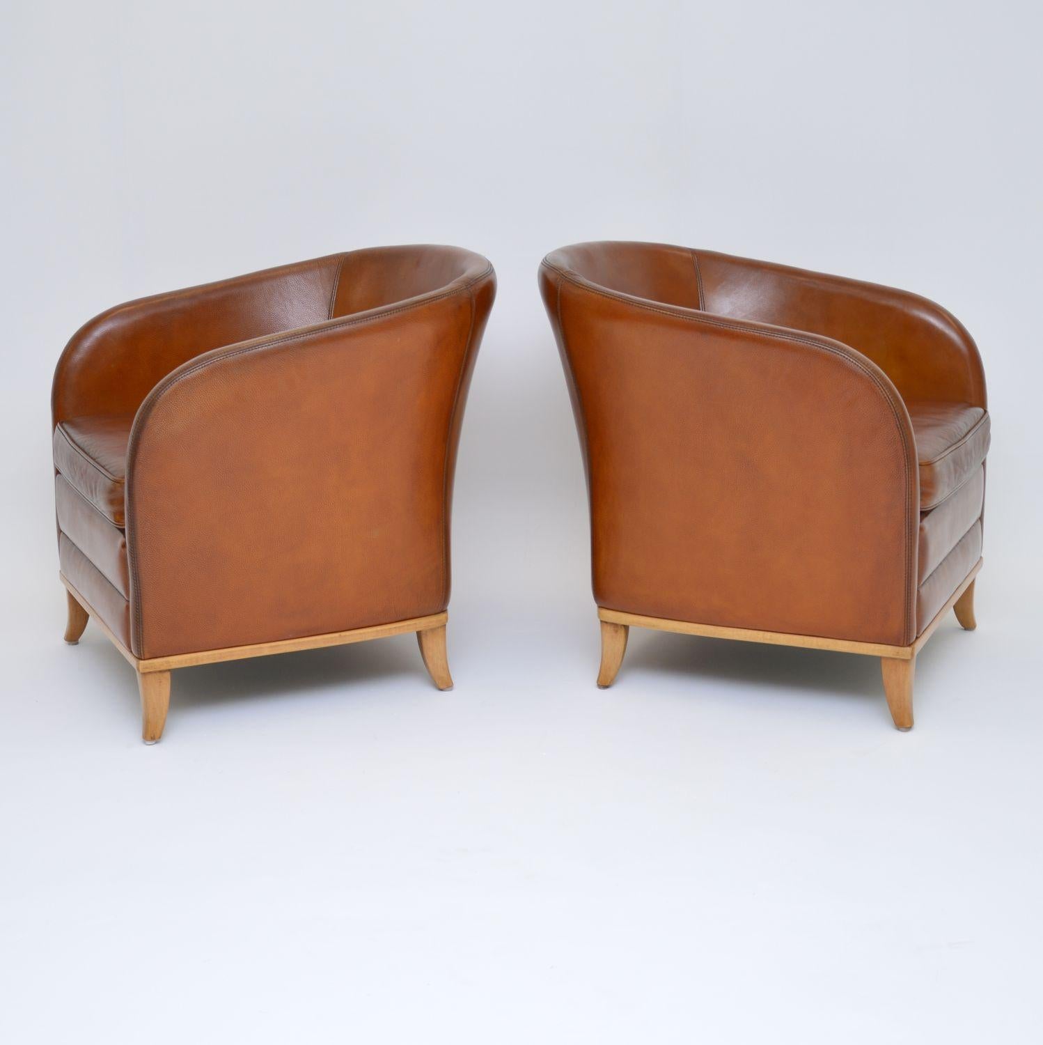 Scandinavian Modern Pair of Swedish Vintage Leather Armchairs by Bröderna Anderssons