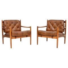 Pair of Swedish Vintage Leather Armchairs by Ingemar Thillmark for OPE