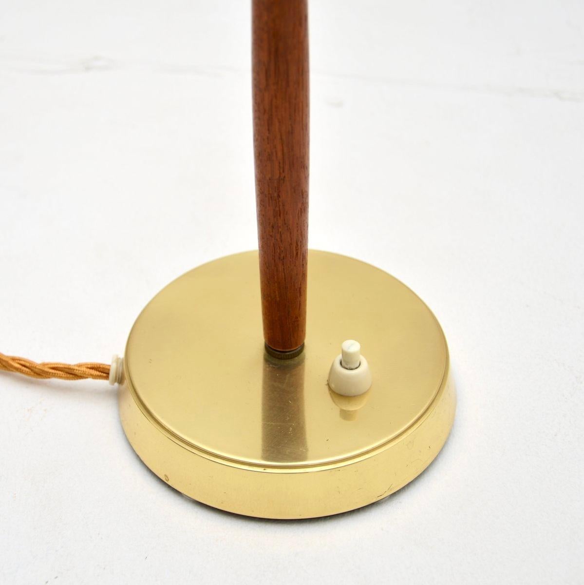 Pair of Swedish Vintage Teak and Brass Table Lamps For Sale 2
