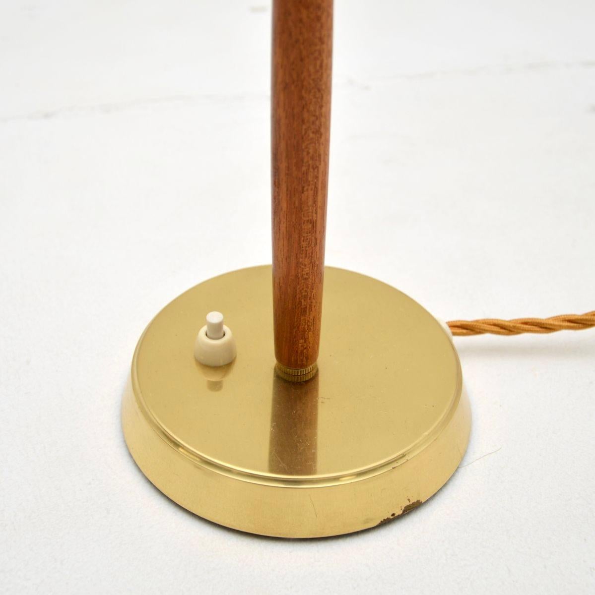 Pair of Swedish Vintage Teak and Brass Table Lamps For Sale 3