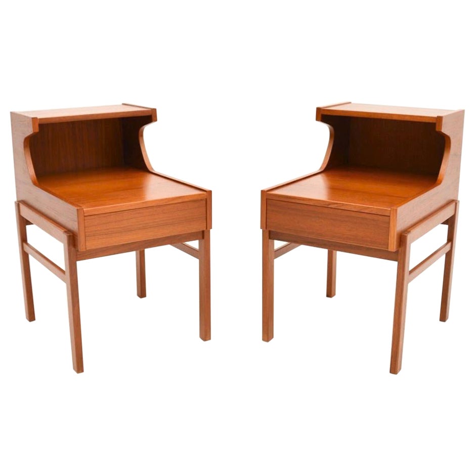 Pair of Swedish Vintage Teak Bedside Cabinets