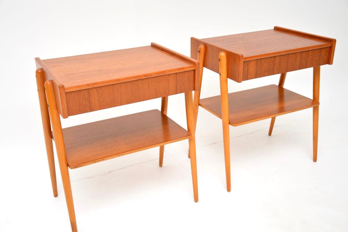 Pair of Swedish Vintage Teak Bedside Tables by AB Carlstrom For Sale 2