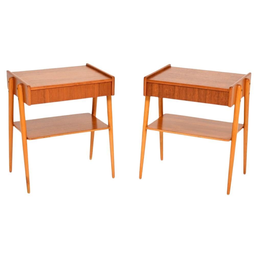 Pair of Swedish Vintage Teak Bedside Tables by AB Carlstrom For Sale