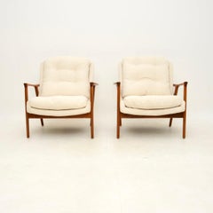 Pareja de sillones suecos vintage de nogal de Inge Andersson