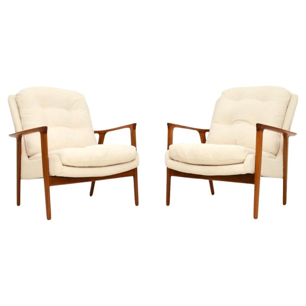 Pareja de sillones suecos vintage de nogal de Inge Andersson