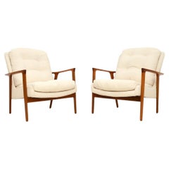 Pair of Swedish Vintage Walnut Armchairs by Inge Andersson