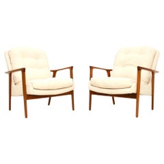Pair of Swedish Vintage Walnut Armchairs by Inge Andersson