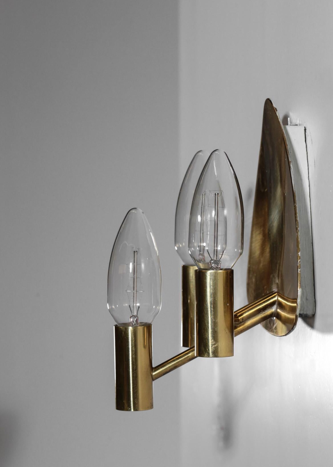 Pair of Swedish Wall Lights in Brass, 1960s Vintage For Sale 8