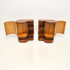 Pair of Swedish Walnut Art Deco Bedside Cabinets