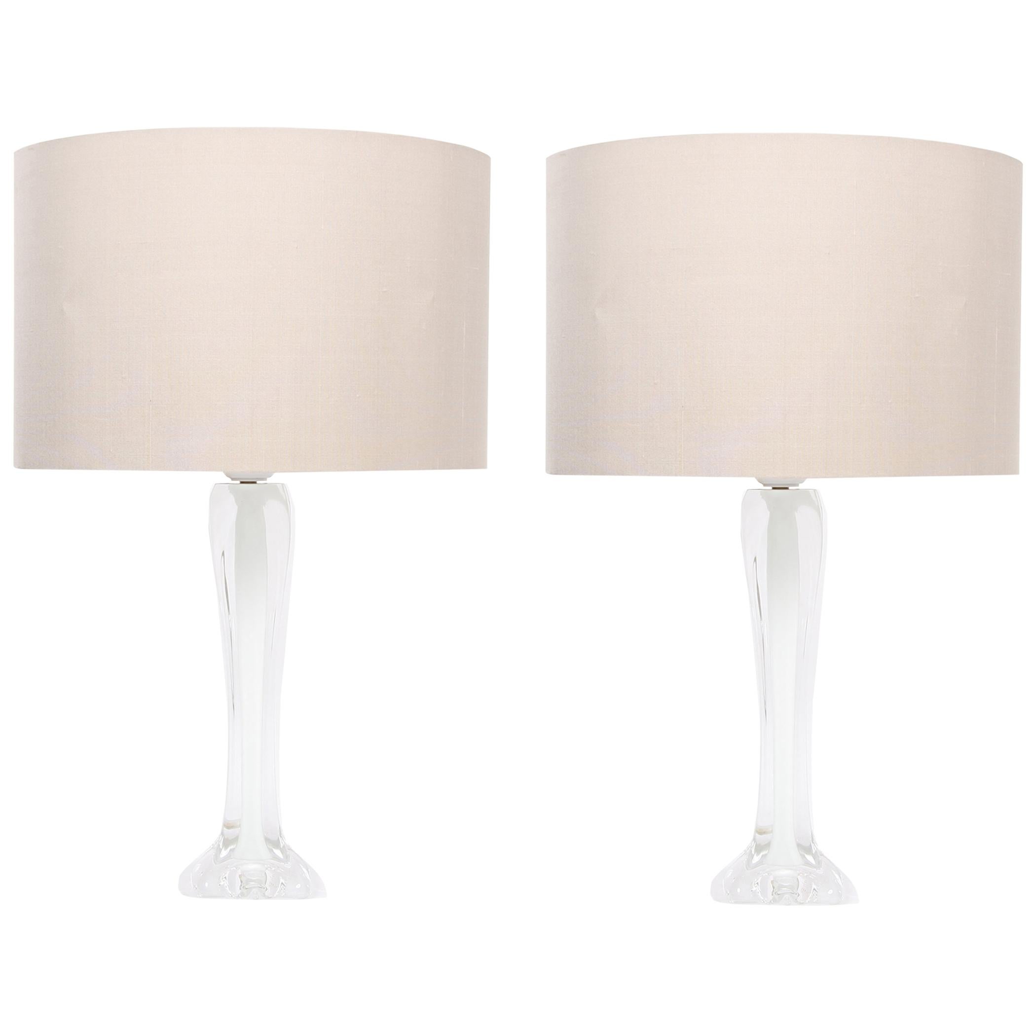 Pair of Swedish White Flygsfors Lamps For Sale