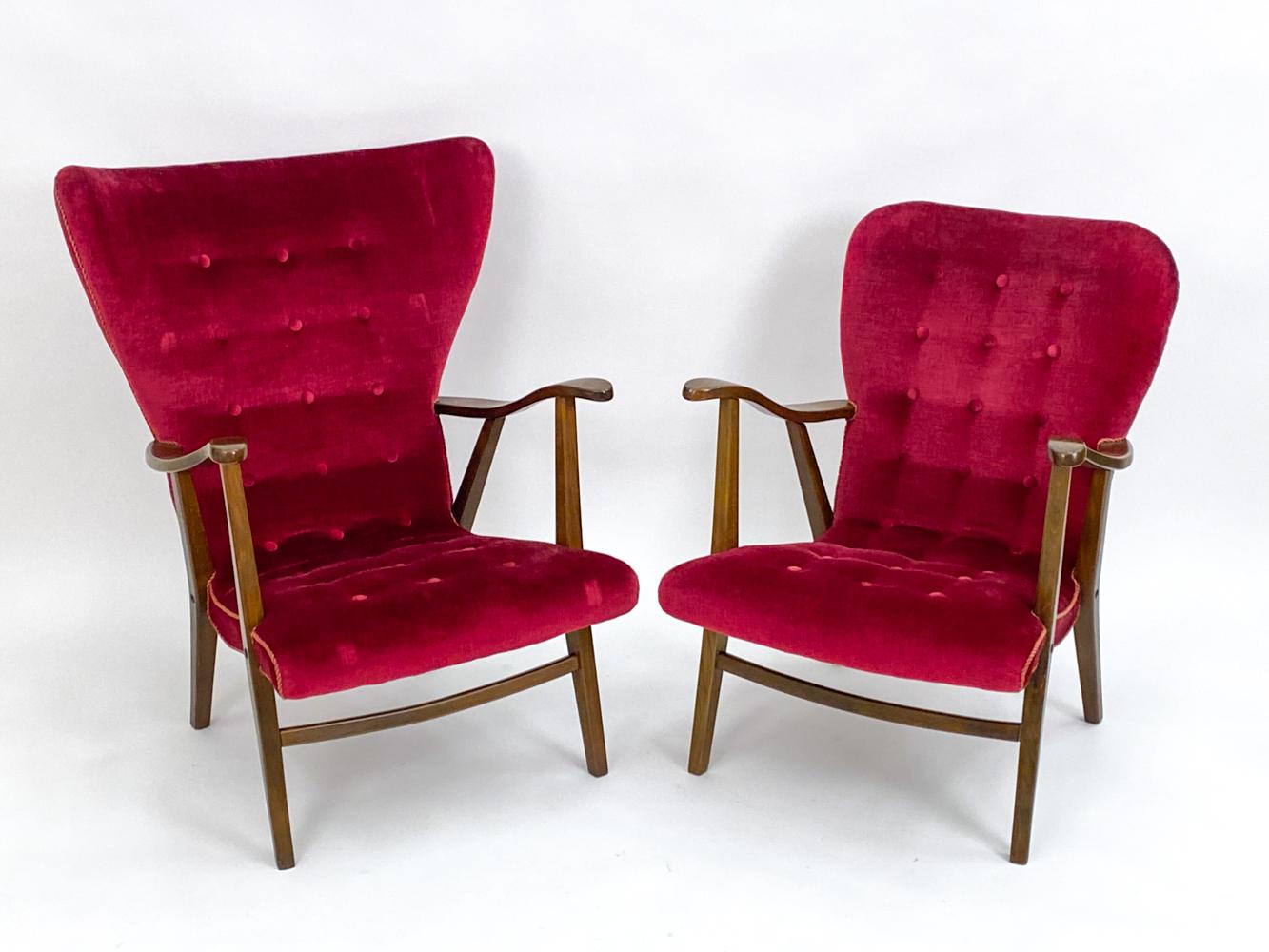 Transport yourself to the golden era of Swedish design with this exceptional pair of wingback 