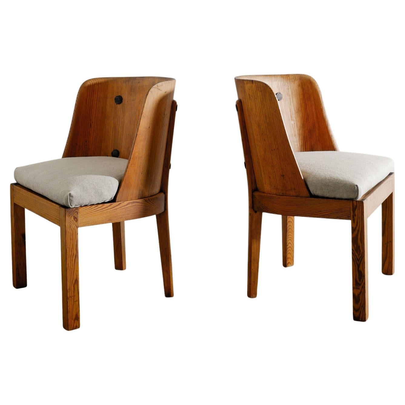 Pair of Swedish Wooden Lovö Armchairs in Pine by Axel Einar Hjorth for NK 1930s