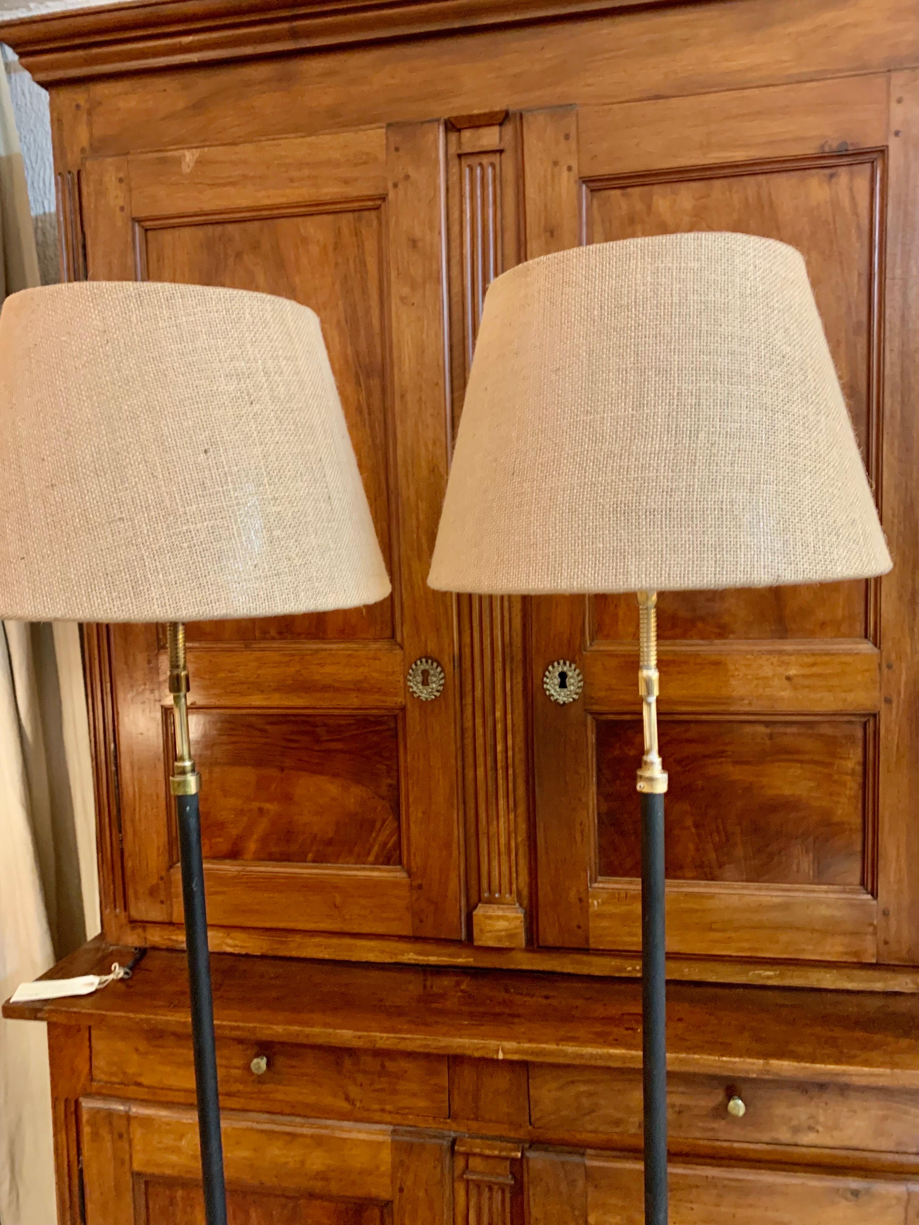 Pair of Swedishs Mid Century Metal and Brass Floor Lamps For Sale 12