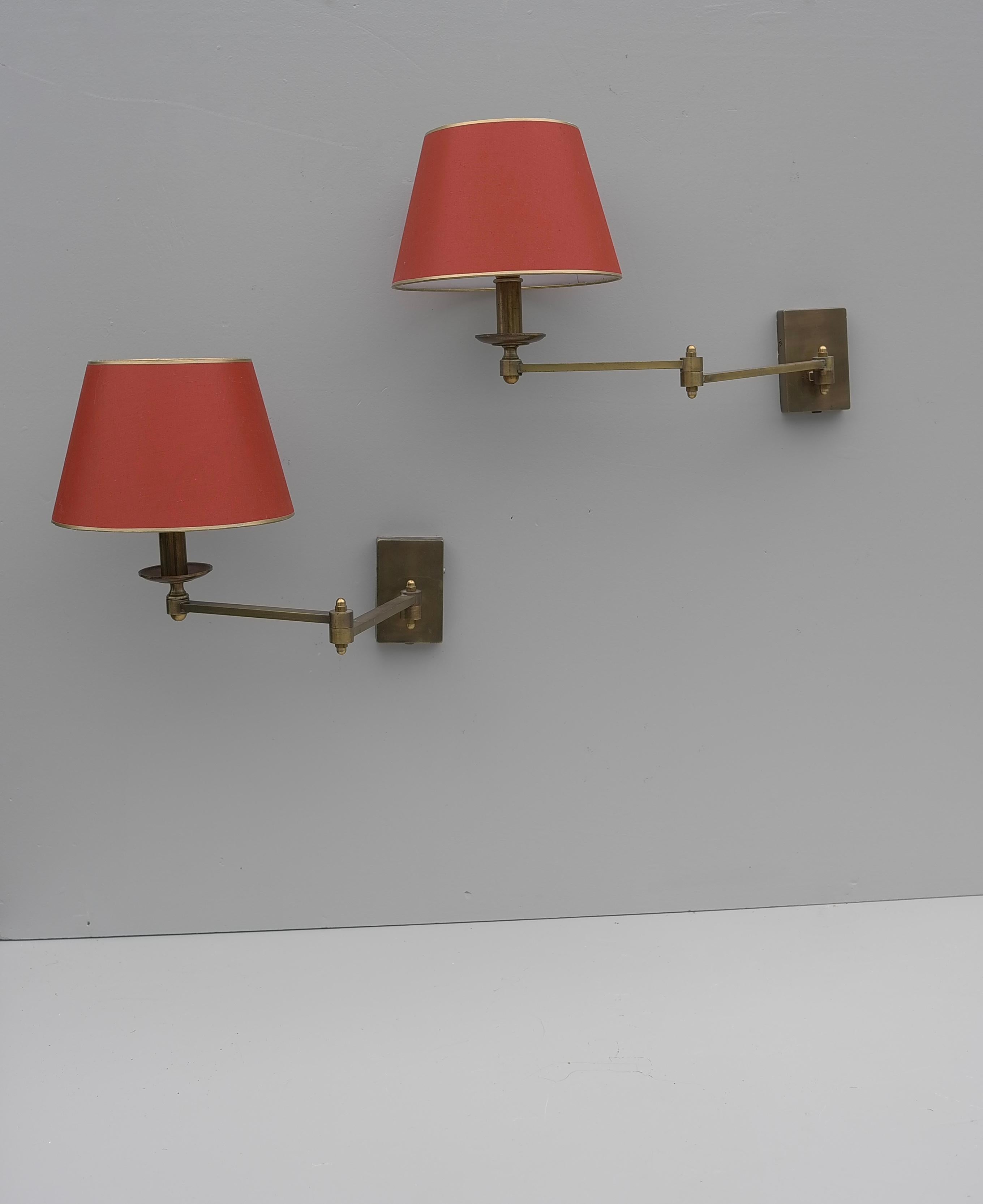 Pair of Swing arm Mid-Century Modern Brass wall lamps  6
