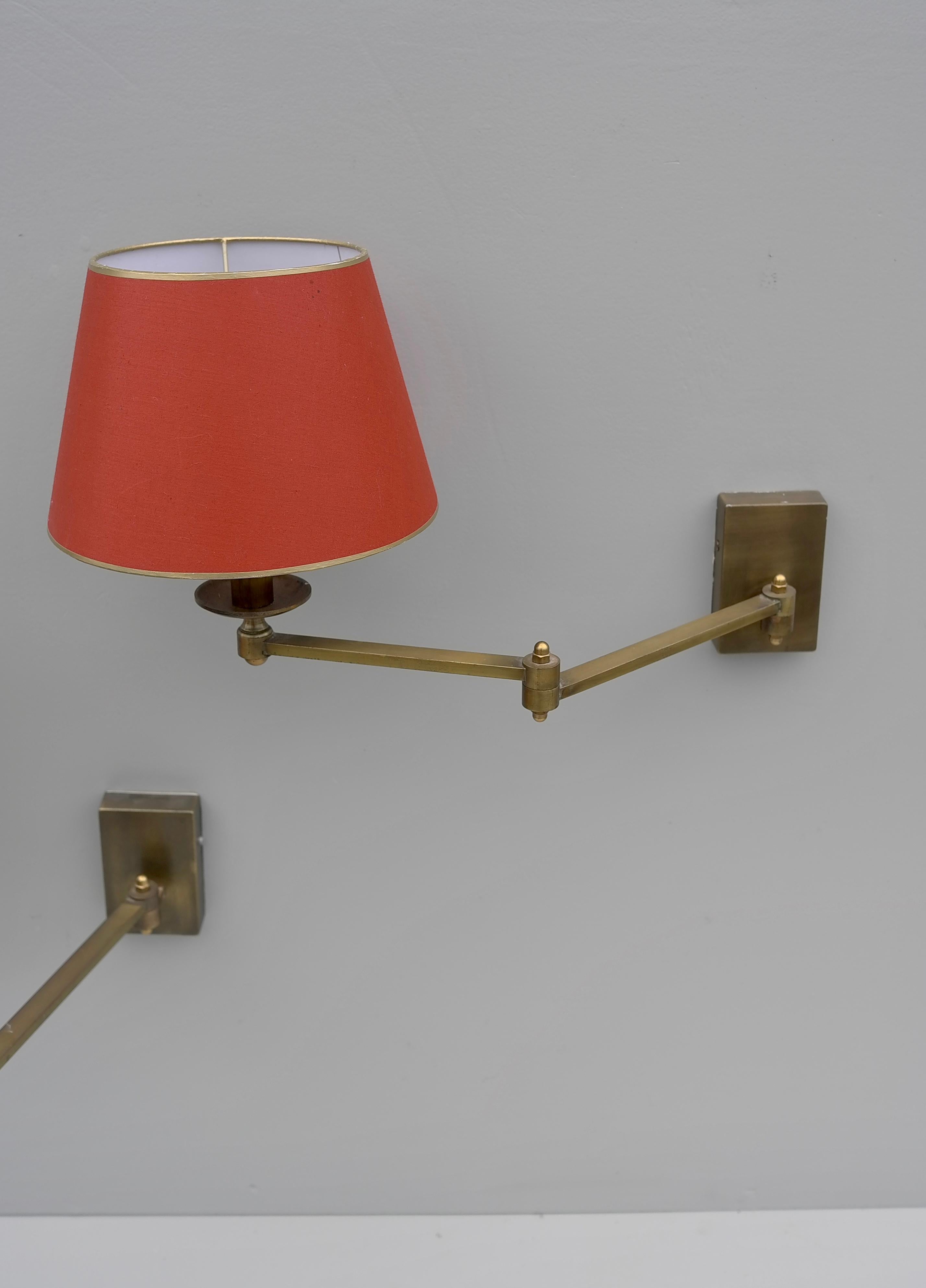 Pair of Swing arm Mid-Century Modern Brass wall lamps  1