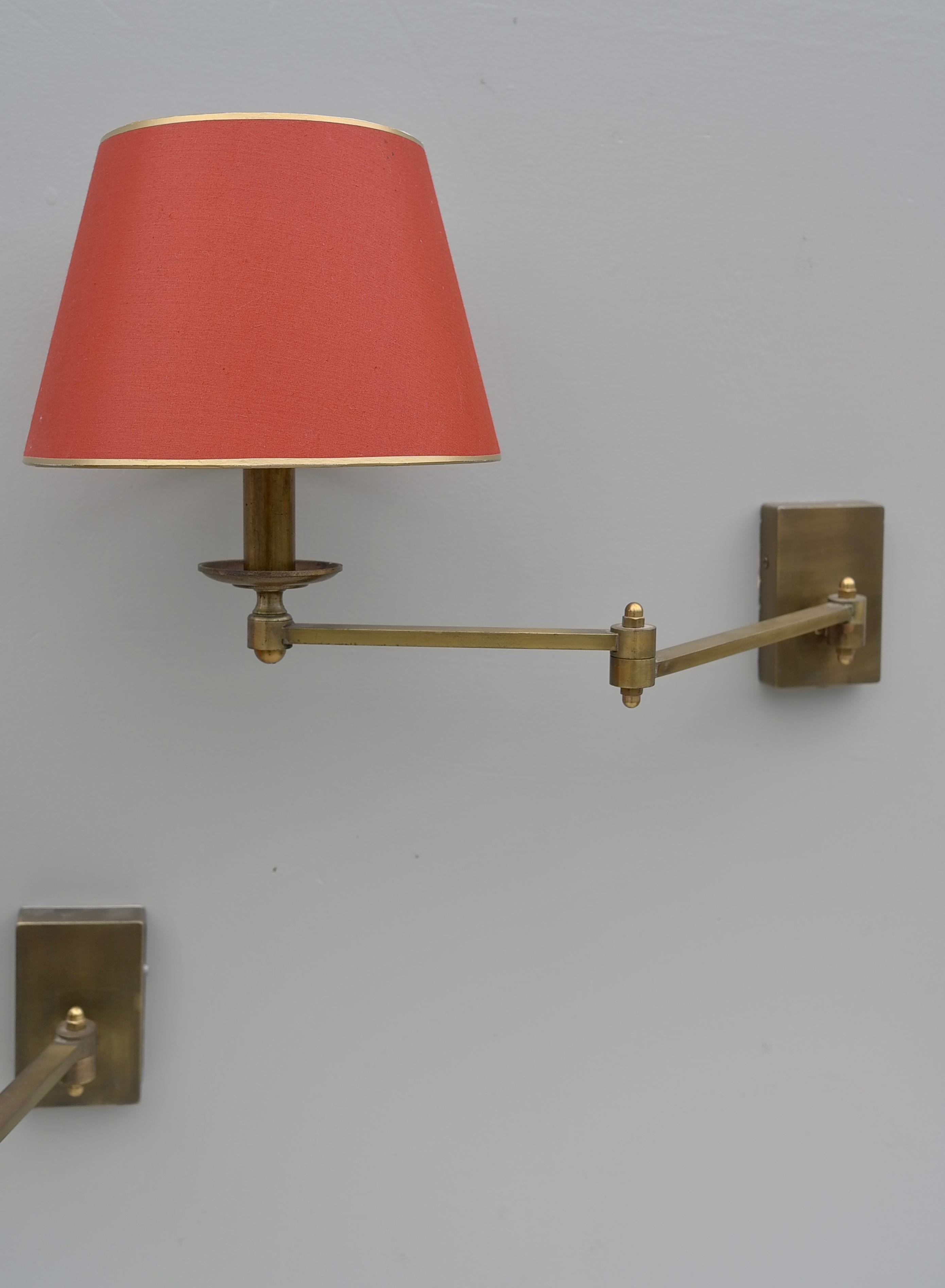 Pair of Swing arm Mid-Century Modern Brass wall lamps  2