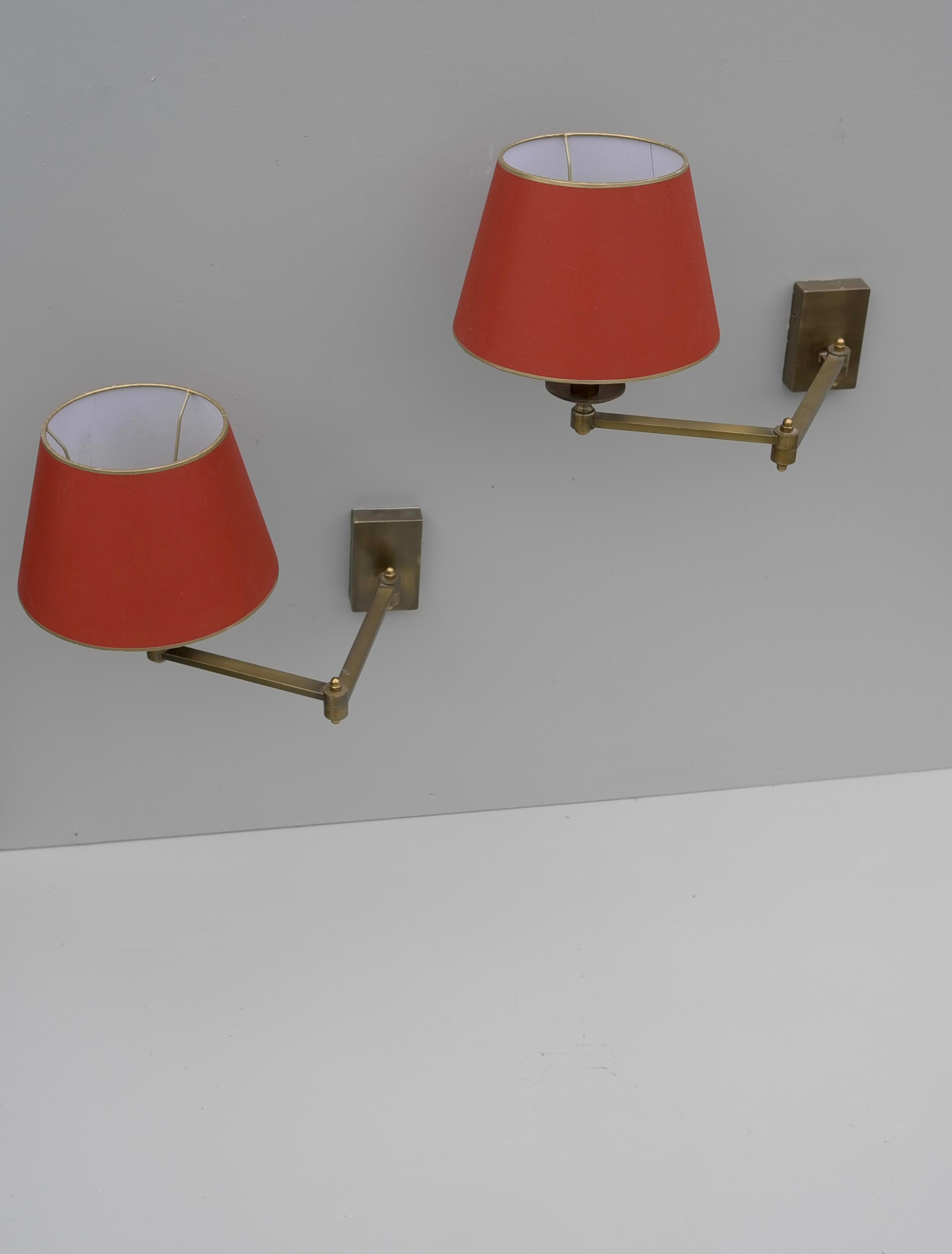 Pair of Swing arm Mid-Century Modern Brass wall lamps  3