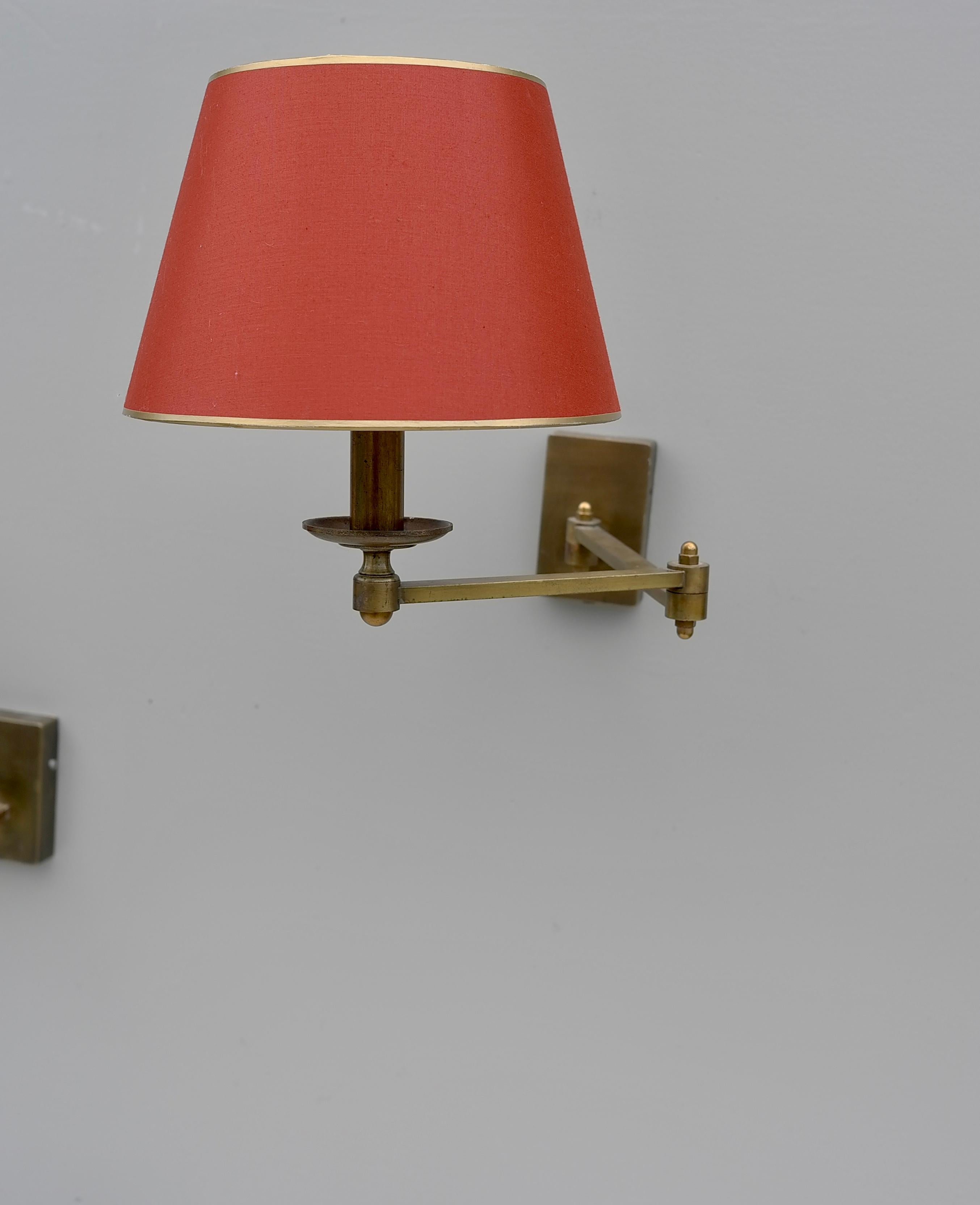 Pair of Swing arm Mid-Century Modern Brass wall lamps  4