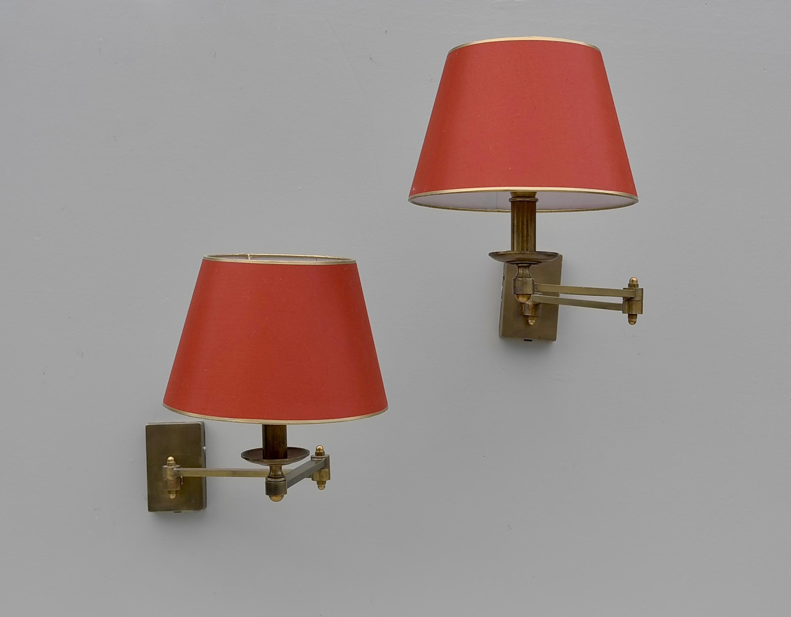 Pair of Swing arm Mid-Century Modern Brass wall lamps  5